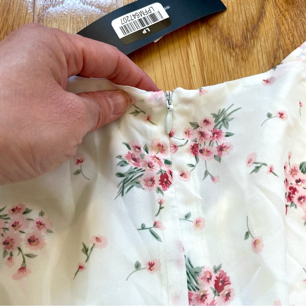 NWT | Allegra K | Floral Lace-up Chiffon Dress | XS - Picture 8 of 15